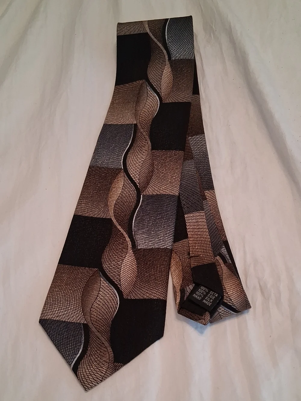 Enrico Guccini Men's Brown and Black Geometric Woven Tie 100% Silk